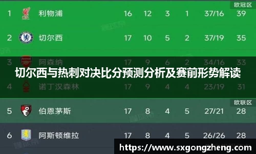 切尔西与热刺对决比分预测分析及赛前形势解读